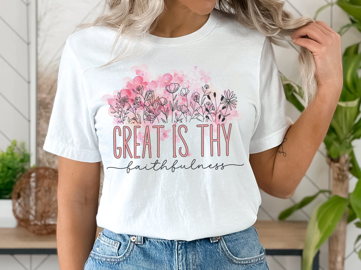 Christian Shirt | "Great Is Thy Faithfulness" Faith T-shirt-white