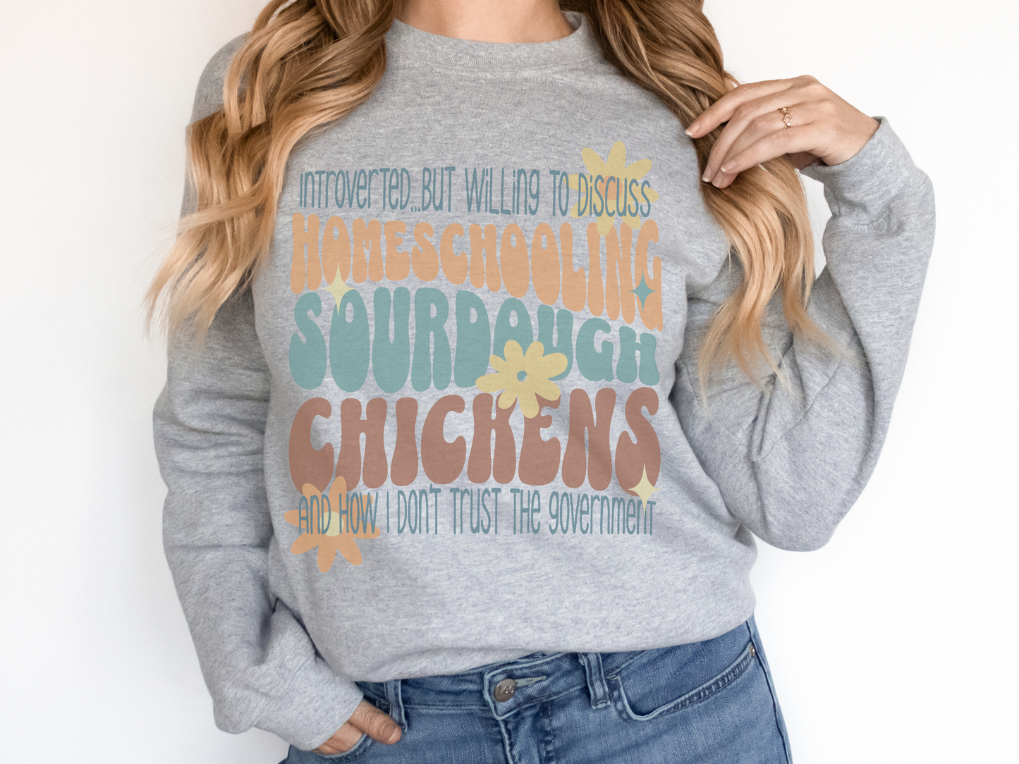 Homeschool Shirt | "Introverted But Willing To Discuss Homeschooling" Sweatshirt-sport grey