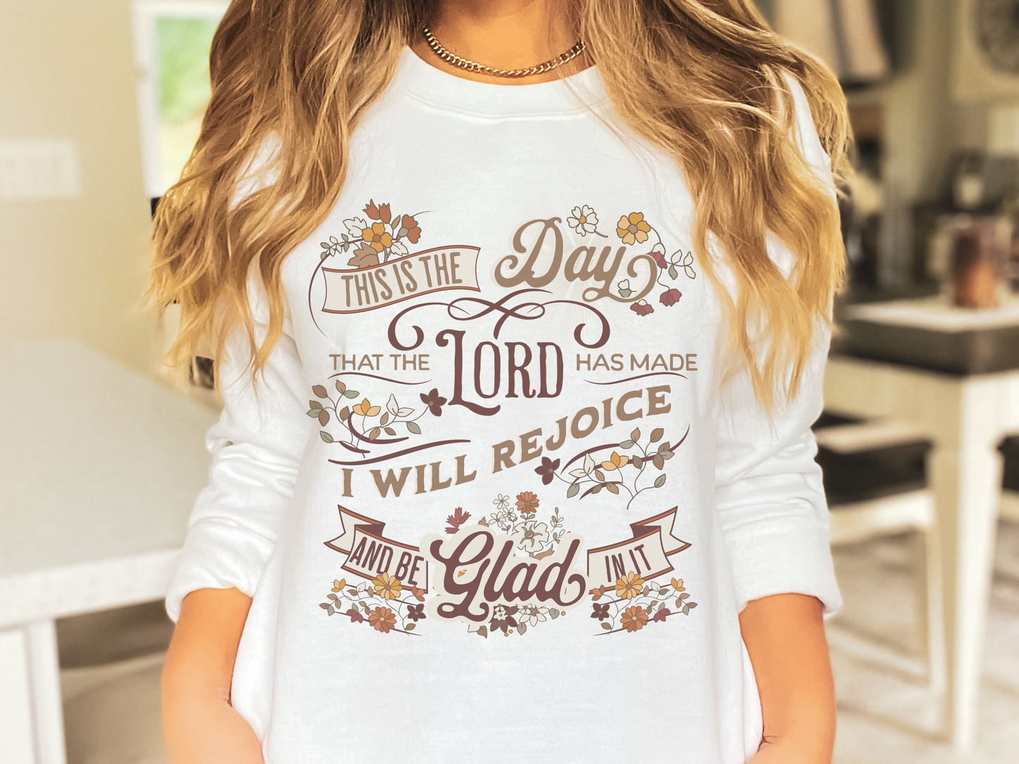 Christian Shirt | "This Is The Day That The Lord Has Made" Sweatshirt-white