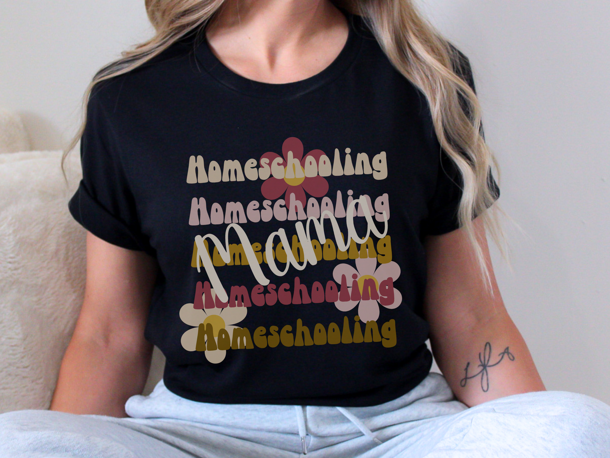 Homeschool Shirt | Retro "Homeschooling Mama" Tee-Black