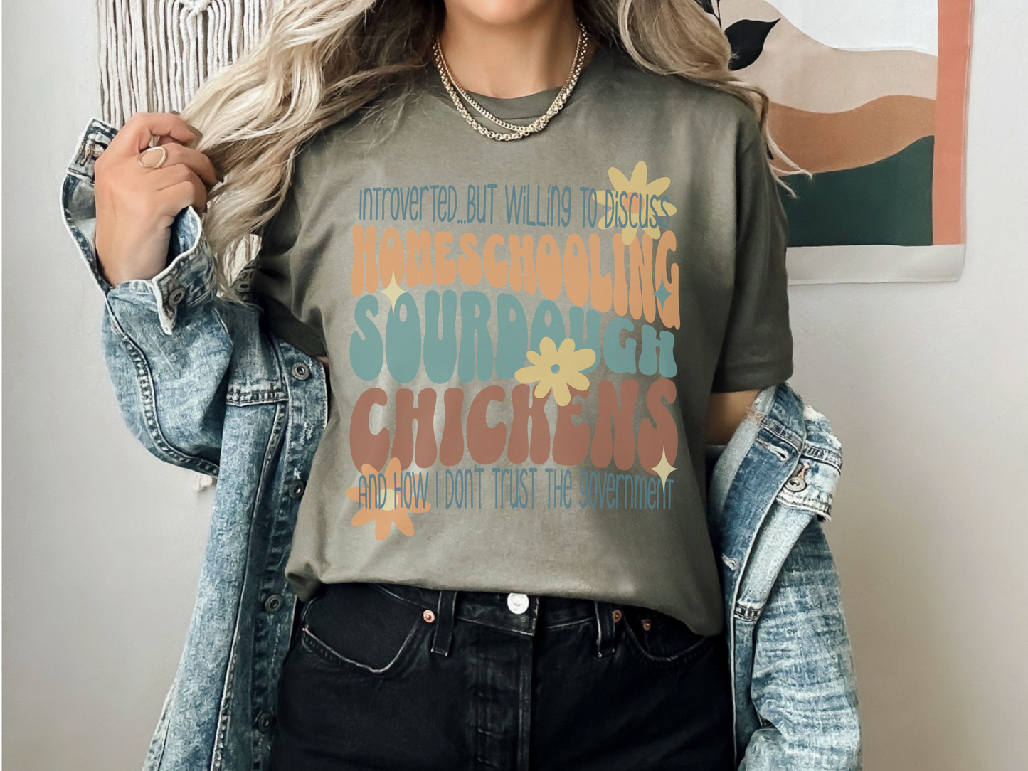Homeschool Shirt | "Introverted...But Willing To Discuss Homeschooling" Tee-Army
