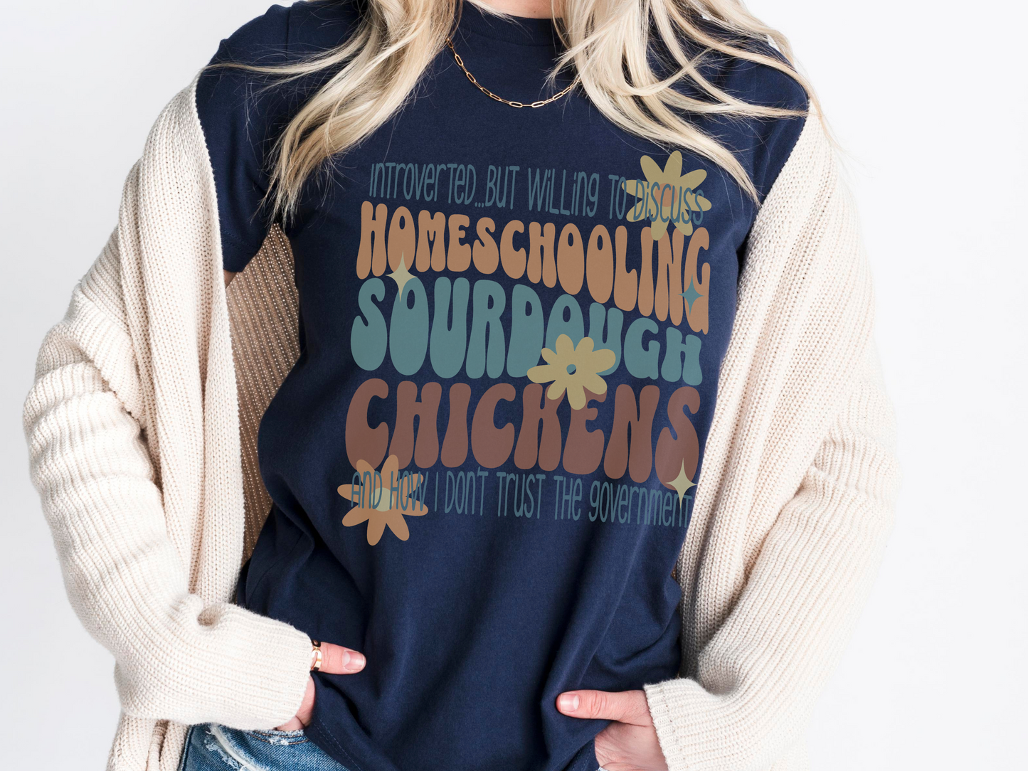 Homeschool Shirt | "Introverted...But Willing To Discuss Homeschooling" Tee-Navy